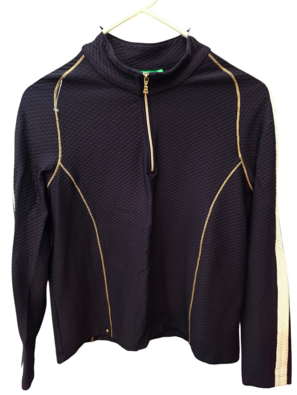 Tail Tech Black Gold Golf Tennis 1/4 Zip Long Sleeve Top Size M